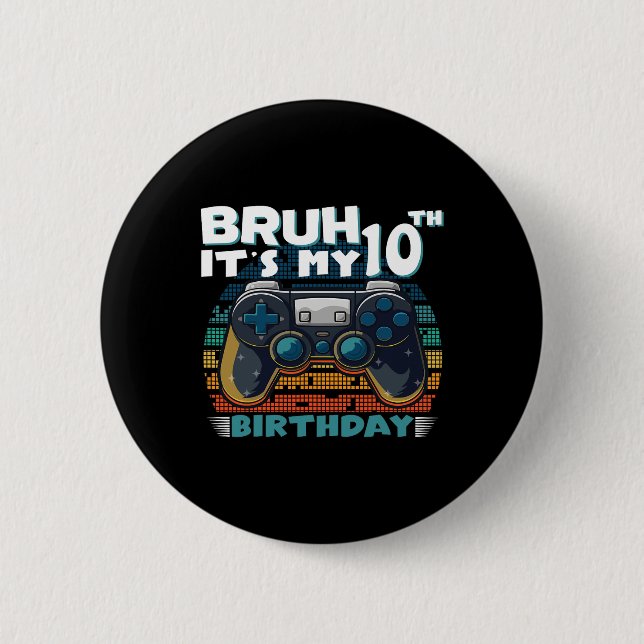 Badge Rond 5 Cm C'est mon 10e anniversaire 10 ans jeu vidéo Cool (Devant)