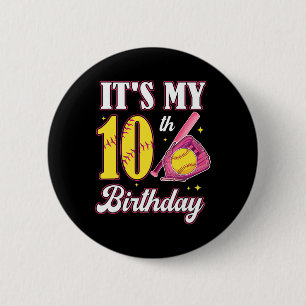 Badge Rond 5 Cm C'est mon 10ème anniversaire petite fille 10 ans p