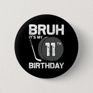 Badge Rond 5 Cm C'est mon 11ème anniversaire Joueur de hockey de 1