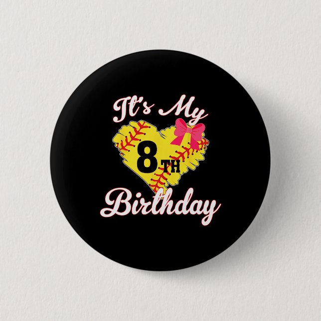 Badge Rond 5 Cm C'est mon 8ème anniversaire Softll fille 8 ans  (Devant)
