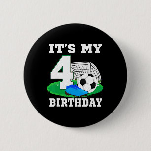 Badge Rond 5 Cm C'est mon anniversaire de 4 ans garçon de football