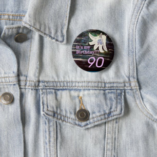Badge Rond 5 Cm C'est mon anniversaire ! ! Fleur 90e anniversaire