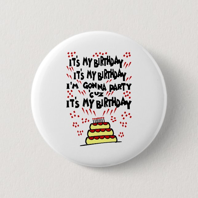 Badge Rond 5 Cm C'est mon anniversaire, je vais faire la fête avec (Devant)
