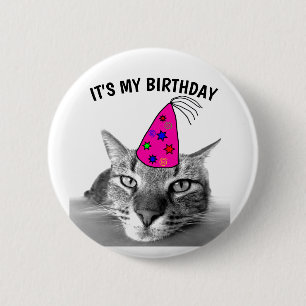 BADGE ROND 5 CM C'EST MON CHAT D'ANNIVERSAIRE