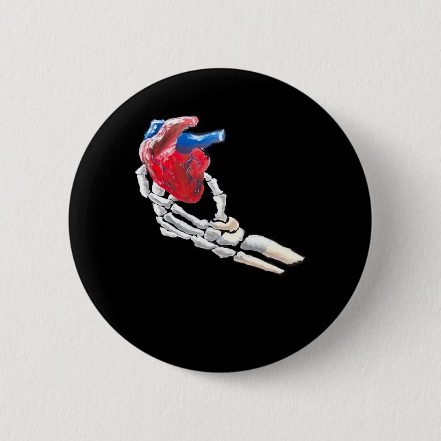 Badge Rond 5 Cm C'Est Mon Coeur - Squelette Mains Coeurs (Devant)