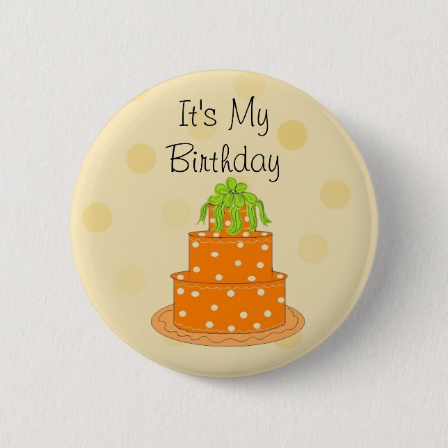 Badge Rond 5 Cm C'est mon gâteau orange d'anniversaire (Devant)