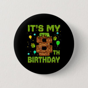 Badge Rond 5 Cm C'est mon jeu pixelisé d'anniversaire 8 ans garçon
