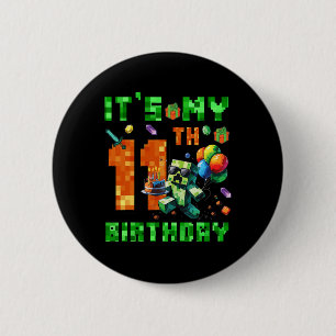 Badge Rond 5 Cm C'est mon jeu vidéo numérique pixelisé pour mon 11