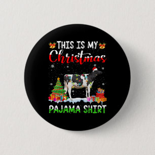 Badge Rond 5 Cm C'Est Mon Pajama De Noël Louvain De Vache Laitière