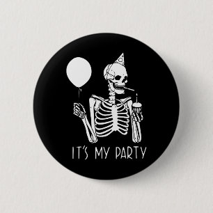Badge Rond 5 Cm C'est mon parti Lazy Costume Halloween Skeleton Sk