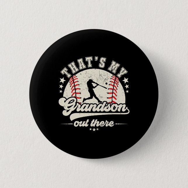 Badge Rond 5 Cm C'est mon petit-fils là-bas, grand-mère de basebal (Devant)