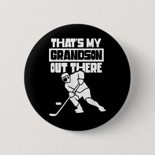 Badge Rond 5 Cm C'est mon petit-fils sur ce terrain de hockey sur
