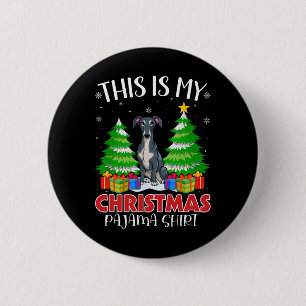 Badge Rond 5 Cm C'Est Mon Pyjama De Noël Chien Grise Italien