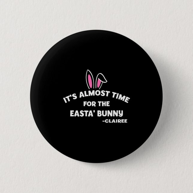Badge Rond 5 Cm C'est presque temps pour la lapine de Pâques Clair (Devant)