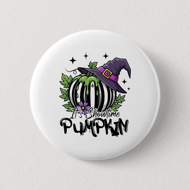 Badge Rond 5 Cm C'Est Spectacle Sorcière Citrouille Halloween Mer  (Devant)
