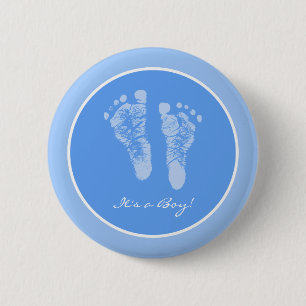 Badge Rond 5 Cm C'est un Faire-part de naissance de bébé bleu ga