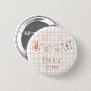 Badge Rond 5 Cm C'est un garçon ! Cute Gingham Notedry futur papa