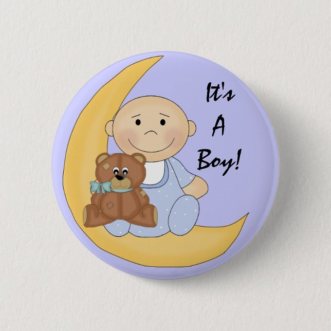 Badge Rond 5 Cm C'est un garçon - joli dessin pour bébé (Devant)