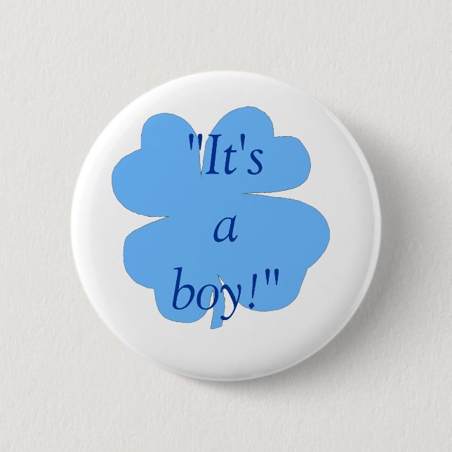 Badge Rond 5 Cm "C'est un garçon !" - (shamrock/trèfle) [1] (Devant)