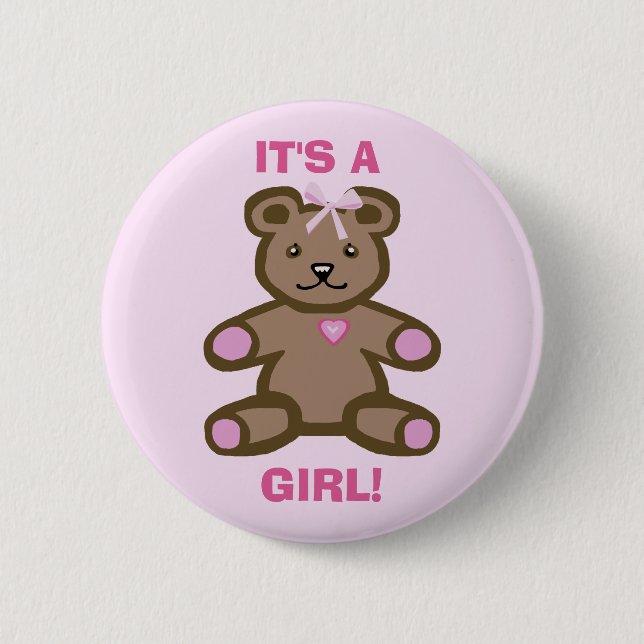 Badge Rond 5 Cm C'est un ours en peluche rose (Devant)