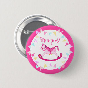 Badge Rond 5 Cm C'est une douche de bébé fille révélation du sexe