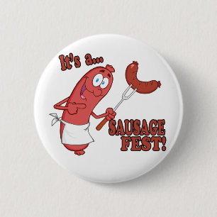 Badge Rond 5 Cm C'est une fête de saucisses Dessin animé drôle de