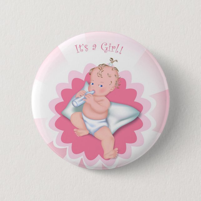 Badge Rond 5 Cm "C'est une fille !" (Devant)