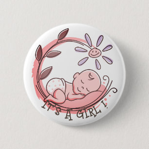 Badge Rond 5 Cm C'est une fille Baby Girl Douche Cadeau Bouton B