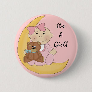 Badge Rond 5 Cm C'est une fille - Bébé mignon dessin animé