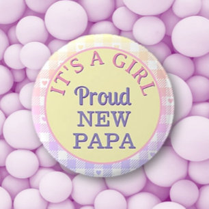 Badge Rond 5 Cm C'est une fille ! Bouton Fière Nouveau Papa