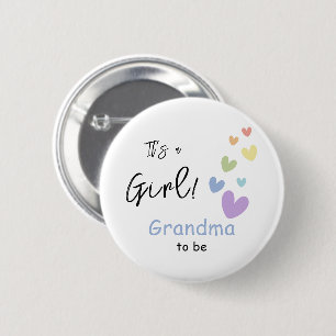 Badge Rond 5 Cm C'est une fille ! Cœurs colorés et mignons Grand-m