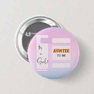 Badge Rond 5 Cm C'est une fille ! Dégradé violet Tante-à-naître mi
