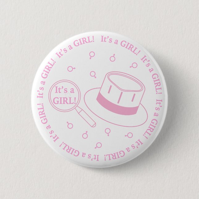 Badge Rond 5 Cm C'est une fille ! faire-part (Devant)