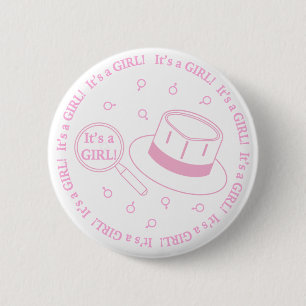 Badge Rond 5 Cm C'est une fille ! faire-part