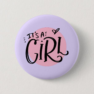 Badge Rond 5 Cm C'est une fille Faire-part
