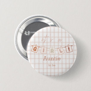 Badge Rond 5 Cm C'est une fille Mignonne Gingham Notedry Tante à v
