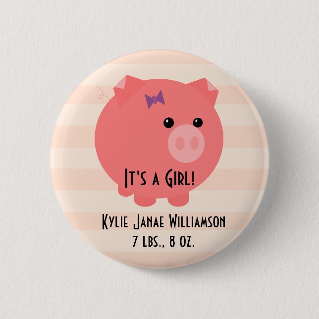 Badge Rond 5 Cm C'est une fille ! Pin (Devant)