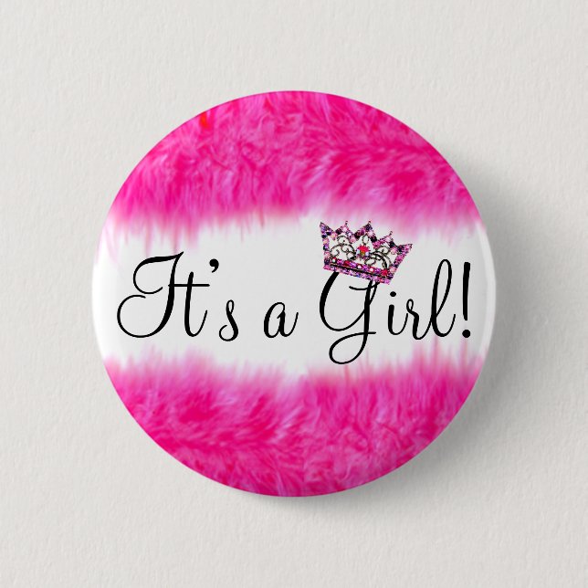 Badge Rond 5 Cm  « C'est une fille ! » Tiara pour bébé (Devant)