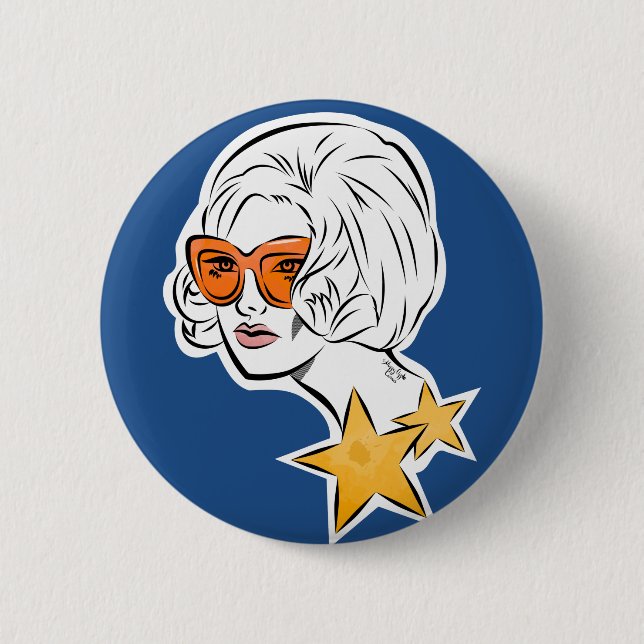Badge Rond 5 Cm C'est une Star Retro Style (Devant)