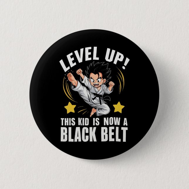 Badge Rond 5 Cm Cet Enfant Est Aujourd'Hui Un Noir Karate Hapkido  (Devant)