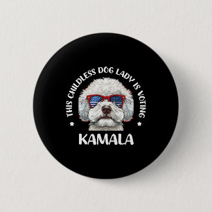 Badge Rond 5 Cm Cette Dame Chien Sans Enfant Vote Kamala-harris 20
