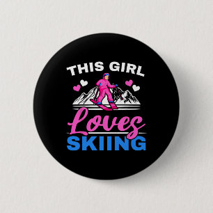 Badge Rond 5 Cm Cette fille adore le skieur de ski sport d'hiver n