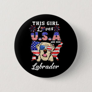 Badge Rond 5 Cm Cette fille aime les États-Unis et le Labrador pou