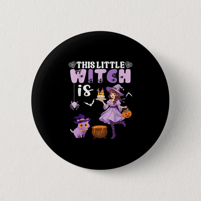 Badge Rond 5 Cm Cette petite sorcière a 14 ans d'anniversaire (Devant)