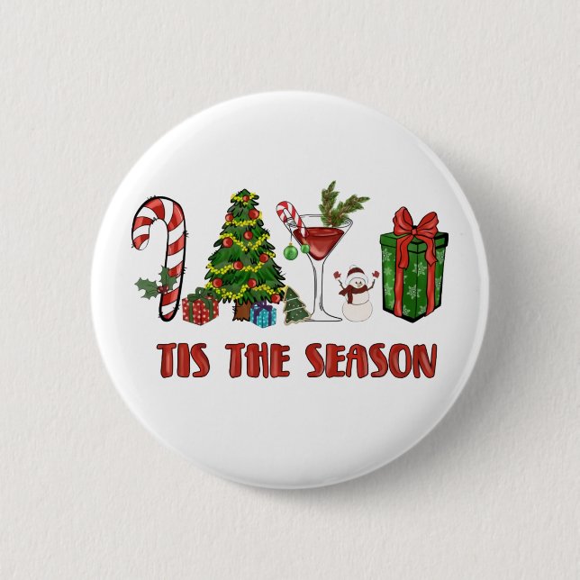 Badge Rond 5 Cm Cette Saison Joyeux Noël (Devant)