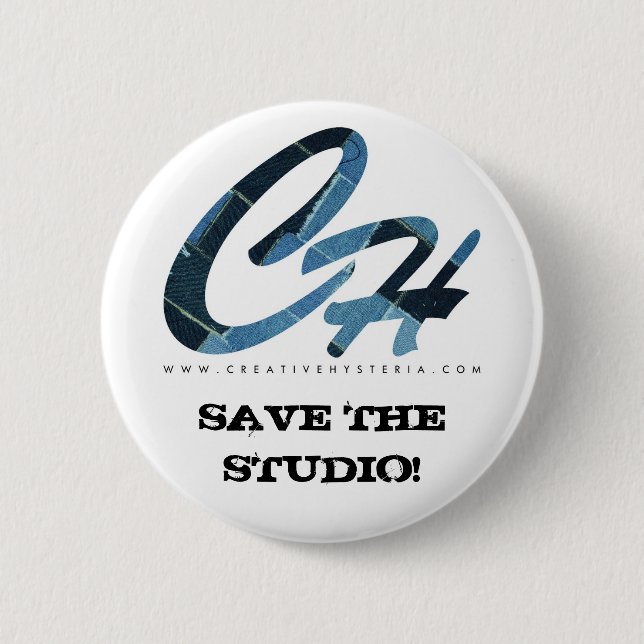 BADGE ROND 5 CM CH-SAVE LE BLEU DU STUDIO BUTTON-DENIM (Devant)