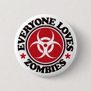 Badge Rond 5 Cm Chacun aime des zombis - rouge