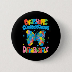 Badge Rond 5 Cm Chacun communique une Sensibilisation sur l'autism