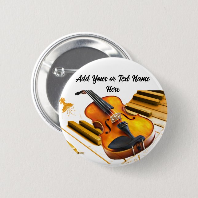 Badge Rond 5 Cm Chaînes de violon et touches_ (Devant & derrière)