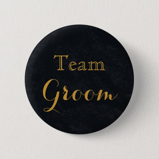 Badge Rond 5 Cm Chalkboard Blackboard Gold Mariage Team Groom (Devant)